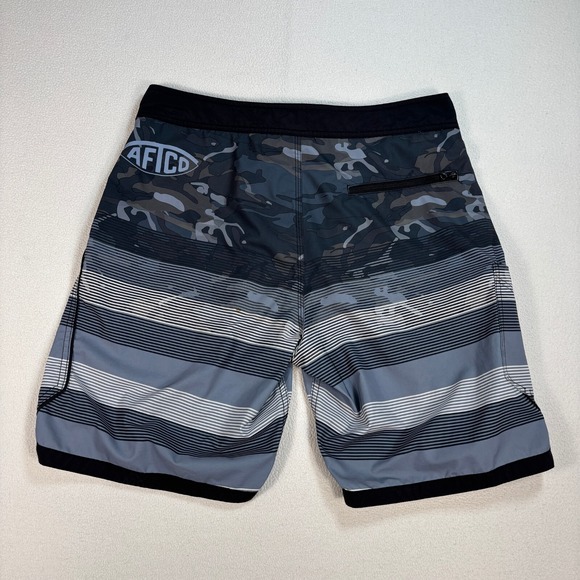 Aftco Joy Division 9" Board Shorts Men's 32 Blue Camo Stripe Swim Trunks Fishing - Picture 2 of 16